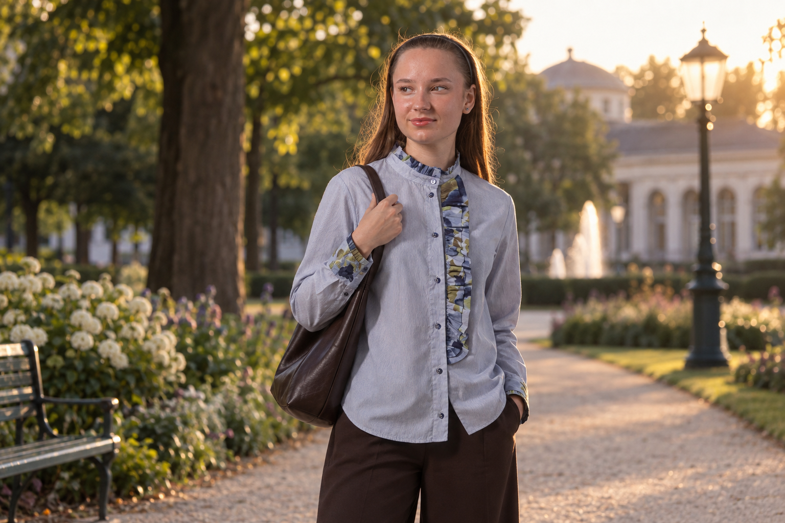 Bad Nauheim Streetstyle - Bluse mit Stehkragen und Volants