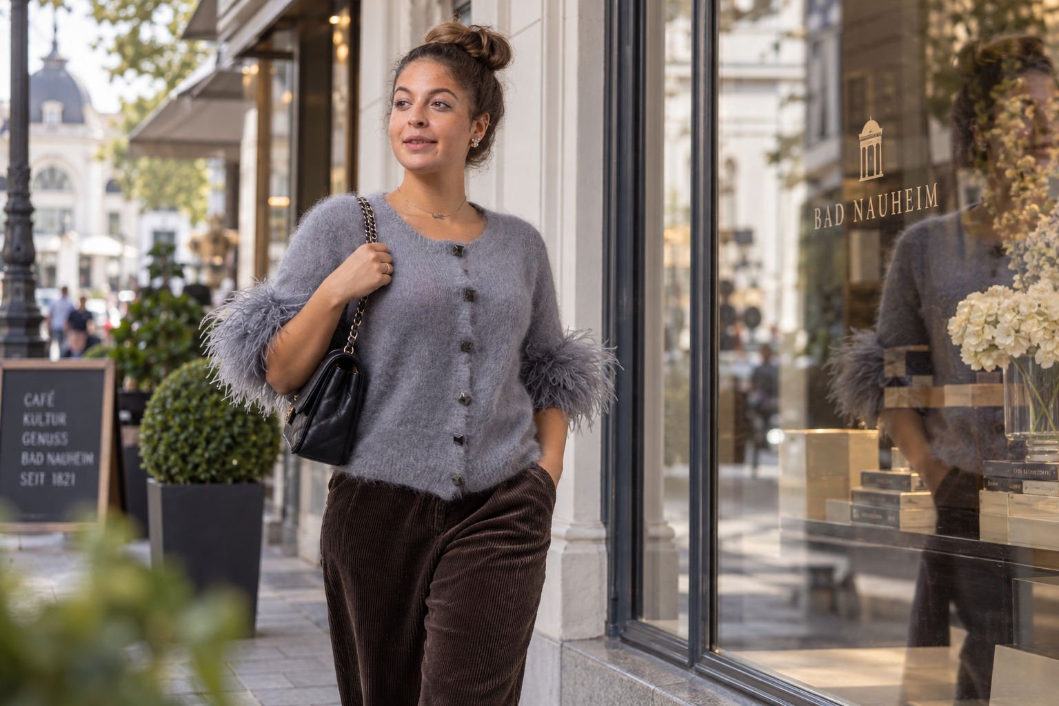 Bad Nauheim Streetstyle - Mohair-Cardigan mit Kurzarm