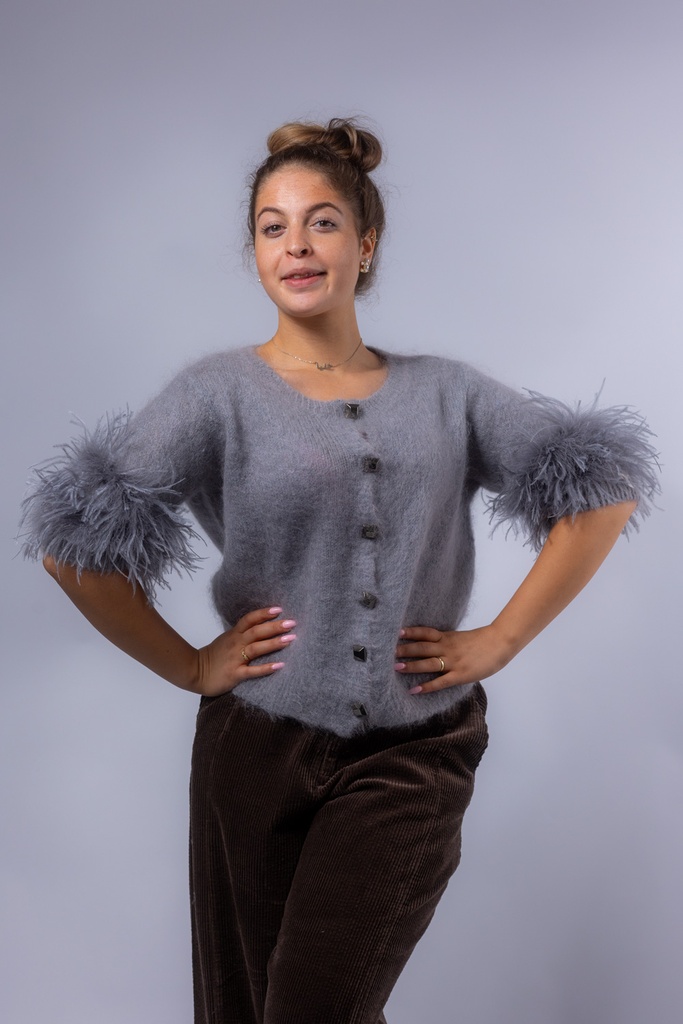 [P3517_4326023_GU-S] Mohair-Cardigan mit Kurzarm (S)