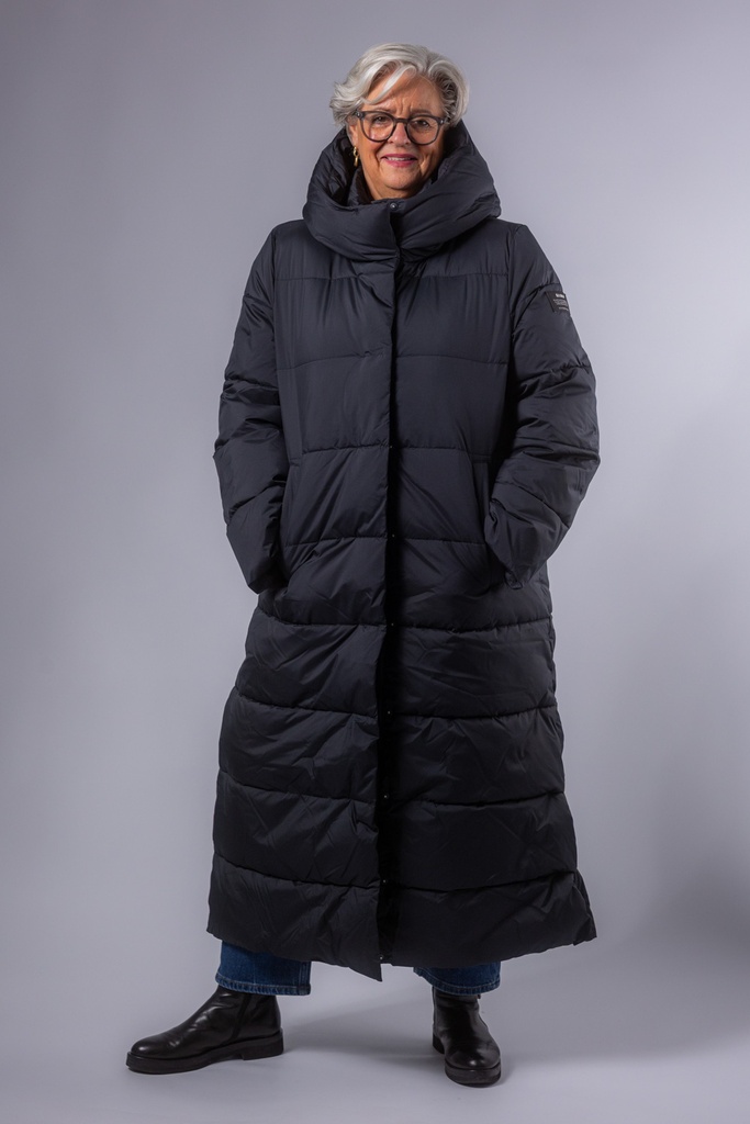 [P3557_ADRIANA_SW-S] Langer Steppmantel ADRIANA (Schwarz, S)