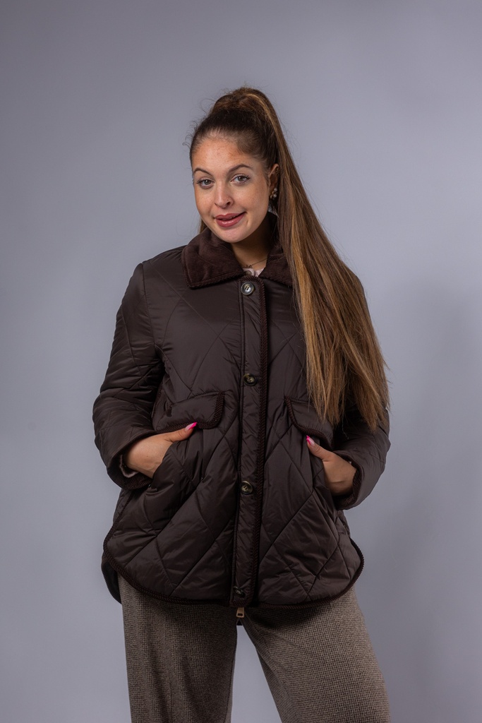 Steppjacke mit Cordkragen