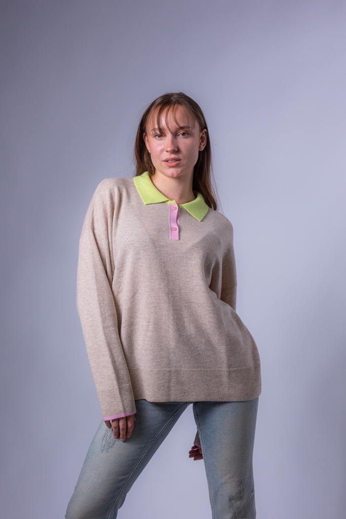 Originalprodukt - Strickpolo mit farbigem Kragen