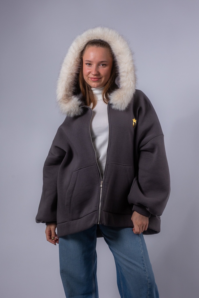 Originalprodukt - Edel-Sweatjacke mit Kunstfellkapuze